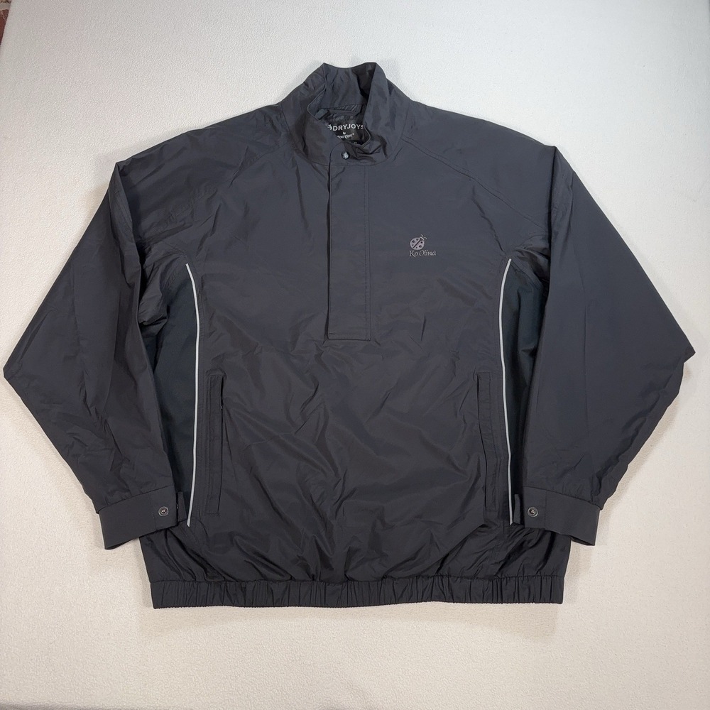 DryJoy FootJoy Golf Jacket Men's XL Black‎ 1/4 Zip Snap Windbreaker Performance
